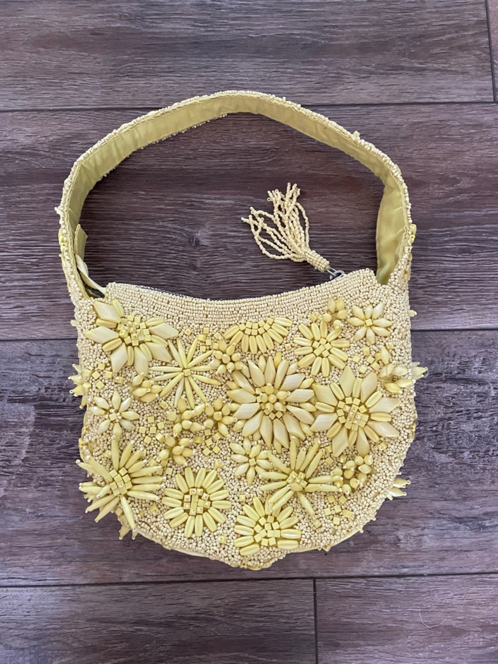 NWOT Made in India Yellow Beaded Shoulder Bag